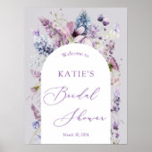 Paarse + Lavendel Flora Vrijgezellenfeest Welkomst Poster (Voorkant)