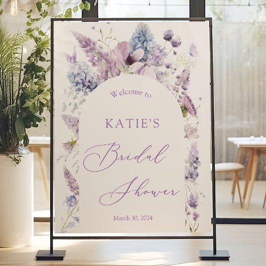 Paarse + Lavendel Flora Vrijgezellenfeest Welkomst Poster
