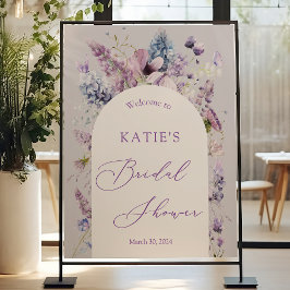 Paarse + Lavendel Flora Vrijgezellenfeest Welkomst Poster