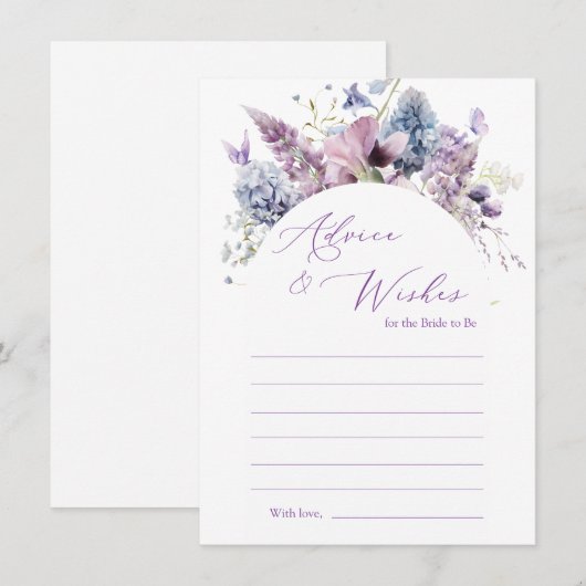 Paarse + Lavendel Floral Advice Kaart (Voorkant / Achterkant)