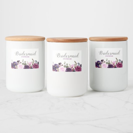 Paarse Lavendel Floral Boho bruiloft dranklabel Voedselcontainer Etiket (Flessen)