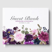 Paarse Lavendel Floral Boho Bruiloft Gastenboek (Voorkant)