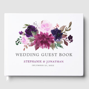 Paarse Lavendel Floral Boho Bruiloft Gastenboek