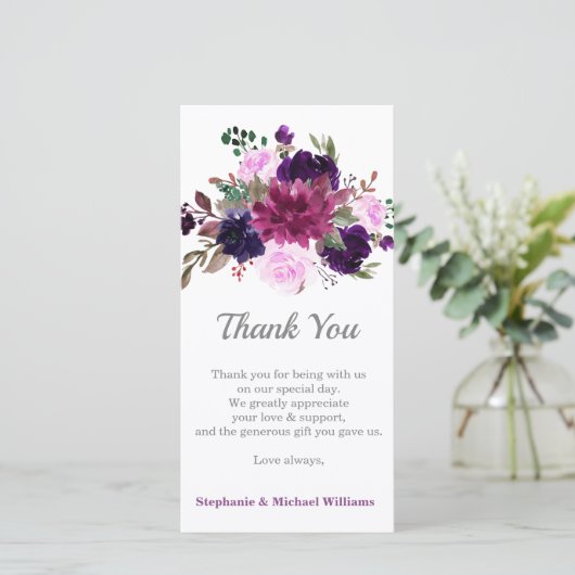 Paarse Lavendel Floral Boho Dank u kaart (Staand voorkant)