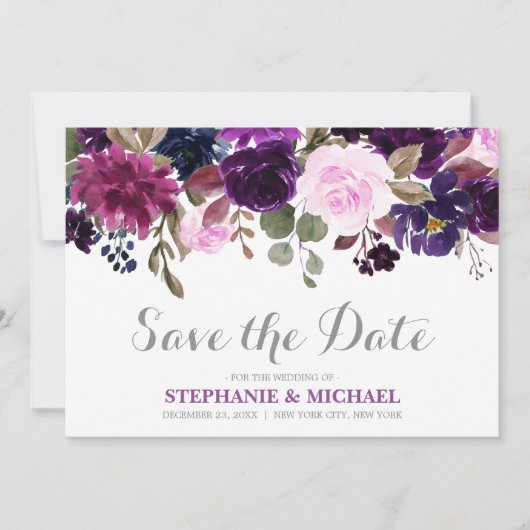 Paarse Lavendel Floral Boho Save the Date (Voorkant)