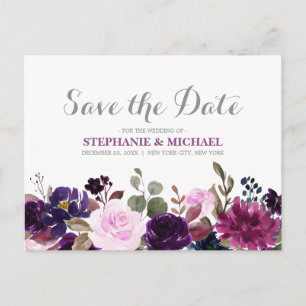 Paarse Lavendel Floral Boho Save the Date Aankondigingskaart