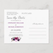 Paarse Lavendel Floral Boho Save the Date Aankondigingskaart (Achterkant)