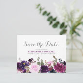 Paarse Lavendel Floral Boho Save the Date Aankondigingskaart (Staand voorkant)