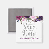 Paarse Lavendel Floral Boho Save the date magneet (Voorkant / Achterkant)