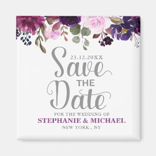 Paarse Lavendel Floral Boho Save the date magneet