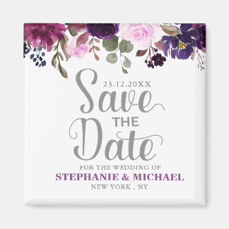 Paarse Lavendel Floral Boho Save the date magneet