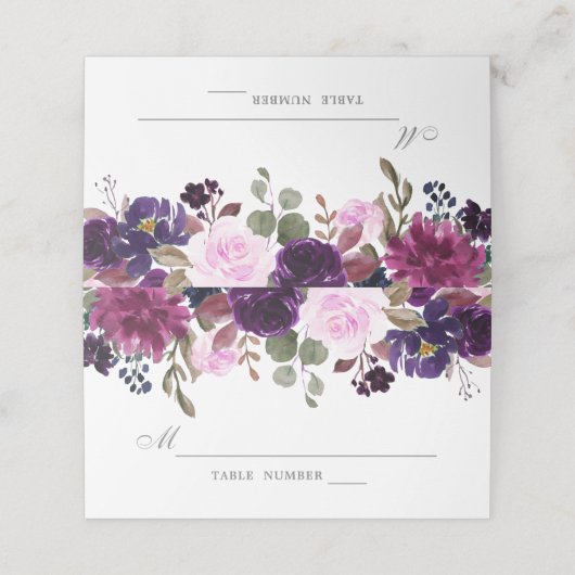 Paarse Lavendel Floral Boho Trouwplaats Kaart Plaatskaartje (Buitenkant ongevouwen)