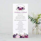 Paarse Lavendel Floral Boho trouwprogrammakaart Programmakaart (Staand voorkant)
