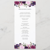 Paarse Lavendel Floral Boho trouwprogrammakaart Programmakaart (Achterkant)