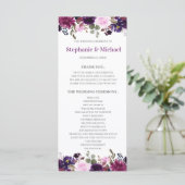 Paarse Lavendel Floral Boho trouwprogrammakaart Programmakaart (Staand voorkant)