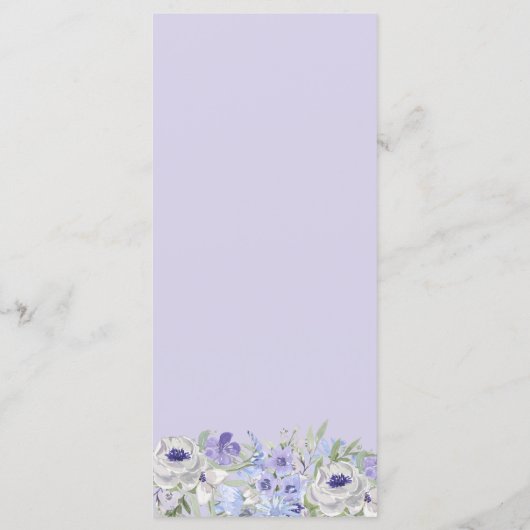 Paarse Lavendel Floral Border Dinner Menu (Achterkant)
