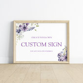 Paarse + Lavendel Floral Creëer Uw eigen bord Poster