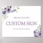 Paarse + Lavendel Floral Creëer Uw eigen bord Poster (Voorkant)