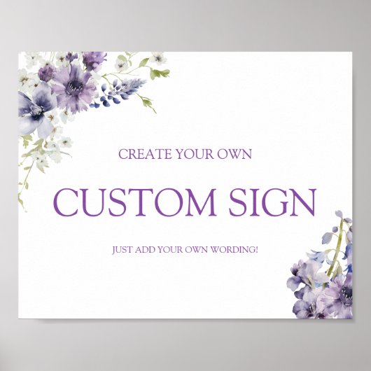 Paarse + Lavendel Floral Creëer Uw eigen bord Poster (Voorkant)