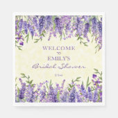 Paarse Lavendel Floral Geel Vrijgezellenfeest Servet (Voorkant)