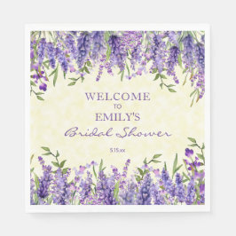 Paarse Lavendel Floral Geel Vrijgezellenfeest Servet