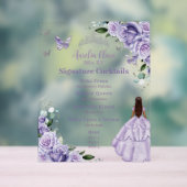 Paarse Lavendel Floral Quinceanera Cocktails Menu Acryl Bord (Neutraal)