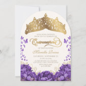 Paarse Lavendel Floral Tiara Quinceanera Kaart (Voorkant)