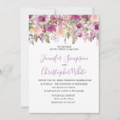 Paarse lavendel Floral Violet bruiloft Kaart (Voorkant)