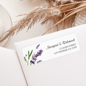 Paarse Lavendel Floral Wedding Retour Adres Etiket