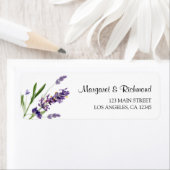 Paarse Lavendel Floral Wedding Retour Adres Etiket (Insitu)
