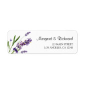 Paarse Lavendel Floral Wedding Retour Adres Etiket (Voorkant)