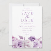 Paarse Lavendel Floral Wedding Save The Date (Voorkant)
