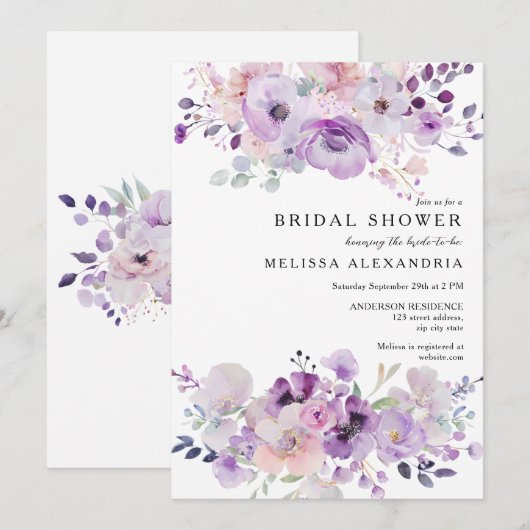 Paarse Lavendel Floral Wildflowers Vrijgezellenfee Kaart (Voorkant / Achterkant)