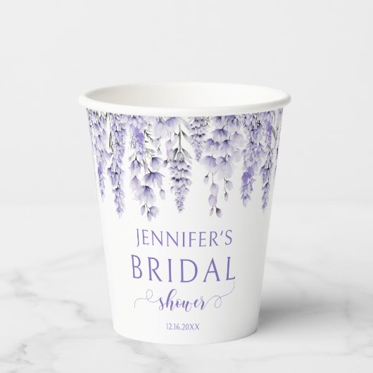 Paarse lavendel florale vrijgezellenfeesten papier papieren bekers (Voorkant)