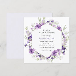 Paarse Lavendel Flowers Baby shower Invitation Kaart