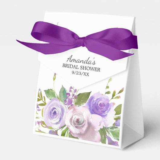 Paarse Lavendel Flowers Vrijgezellenfeest Favor Bo Bedankdoosjes (Voorkant Zijde)