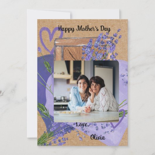 Paarse lavendel foto bloem Moederdag kaart (Voorkant)