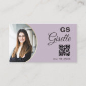 Paarse Lavendel Foto Monogram Makelaar QR Code Visitekaartje (Voorkant)