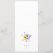 Paarse Lavendel Gele Waterverf Bloemen Bruiloft Menu (Achterkant)