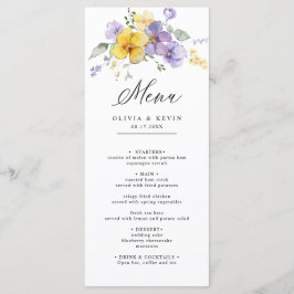 Paarse Lavendel Gele Waterverf Bloemen Bruiloft Menu