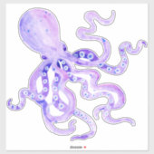 Paarse lavendel geschilderd octopus strand oceaan  sticker (Vel)