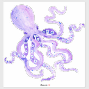 Paarse lavendel geschilderd octopus strand oceaan sticker