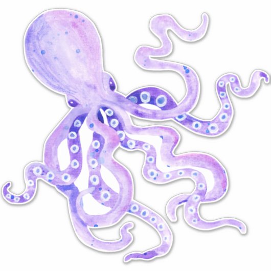 Paarse lavendel geschilderd octopus strand oceaan sticker (Voorkant)