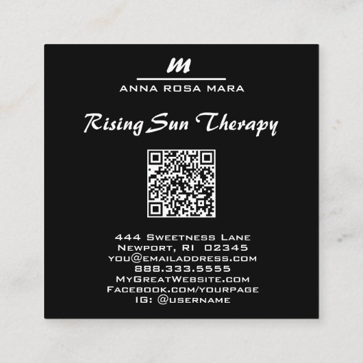 *~* Paarse Lavendel Glam Luxe Initiaal QR AP66 Vierkante Visitekaartje (Achterkant)