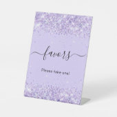 Paarse lavendel glitter feestfavoriet reclamebord met voetstuk (Voorkant)