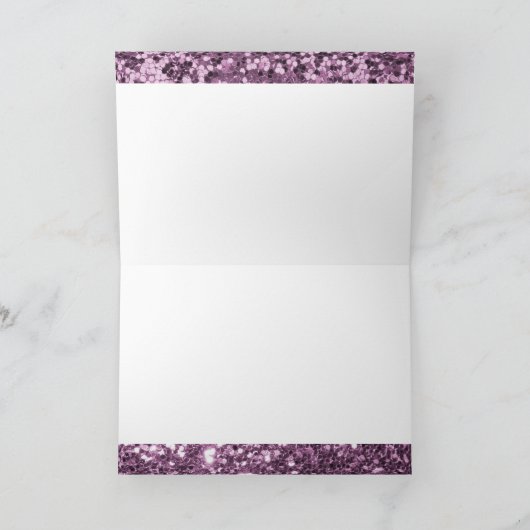 Paarse Lavendel Glitter Mazel Tov Felicitaties Kaart (Binnen)