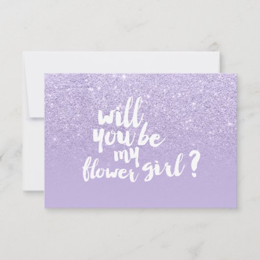 Paarse lavendel glitter ombre flower girl kaart (Voorkant)