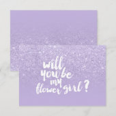 Paarse lavendel glitter ombre flower girl kaart (Voorkant / Achterkant)