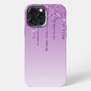 Paarse Lavendel Glitterdruppels iPhone 13 Pro Max Hoesje