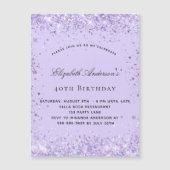 Paarse lavendel glitters uitnodiging magneet verja (Voorkant)